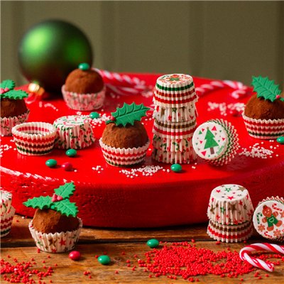 DECORA 100 CAPSULAS DE PAPEL 27X17MM XMAS