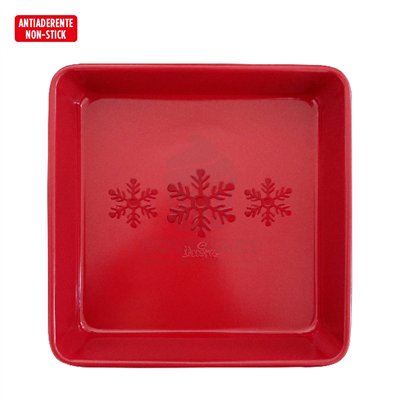 DECORA MOLDE NAVIDAD CUADRADO ANTIADH. ROJO 24X24X5 CM