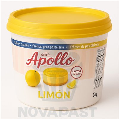 "Crema de Decoración Apollo Sabor Limón - Cubo de 6kg para Pastelería"