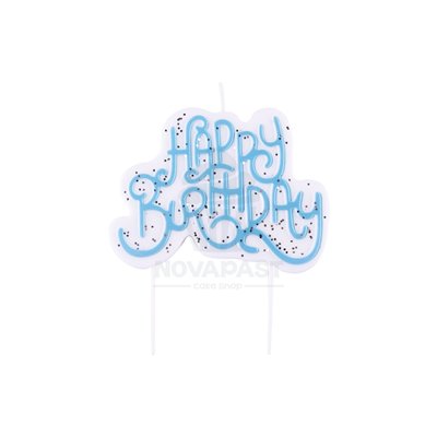 PME VELA BRILLANTE AZUL HAPPY BIRTHDAY 10X7 CM