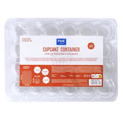 PME SET DE 3 CAJAS PORTA CUPCAKES DE 24 HUECOS PLA