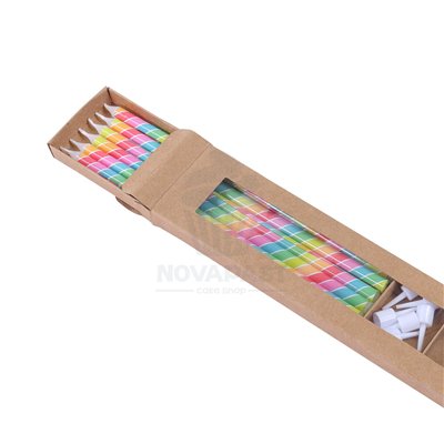 PME 6 VELAS EXTRA LARGAS+SOPORTE ARCO IRIS 18 CM