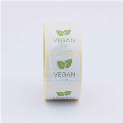 ROLLO 500 PEGATINAS "VEGAN" 28X28MM ALIMENT.