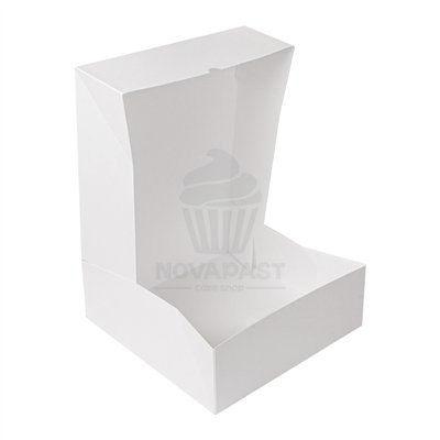 CAJA PASTELERIA RAYADA ORO/BLANCA 28X28XH10CM