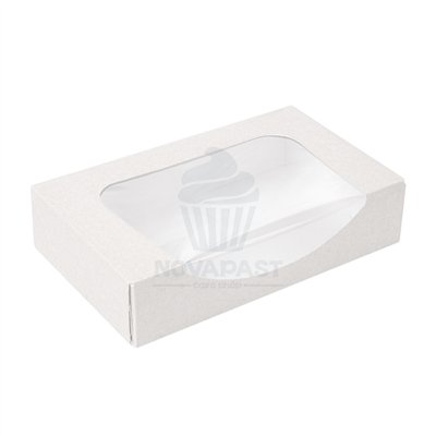 CAJA CON VENTANA BLANCA PASTELILLOS 19,7X20XH4,5CM