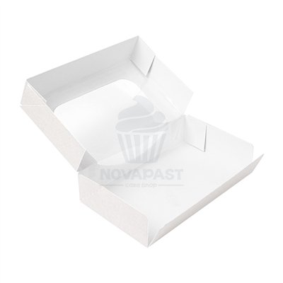 CAJA CON VENTANA BLANCA PASTELILLOS 19,7X20XH4,5CM