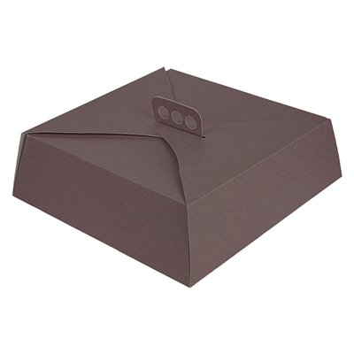 CAJA TARTAS MARRON CON ASAS CUADRADA 34X34XH10CM