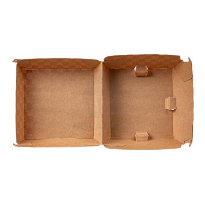 PAQ 50 CAJAS HAMBURGUESAS CUADROS ROJOS 14X14XH7CM