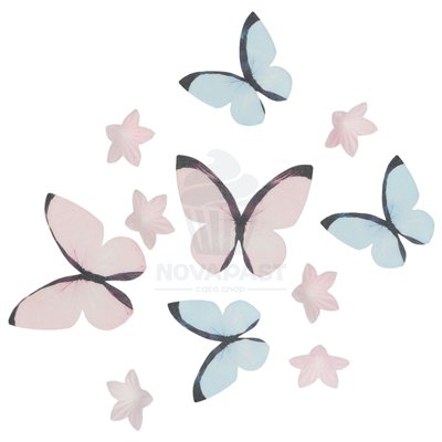 WILTON SET 30 FLORES Y MARIPOSAS OBLEA PASTEL PINK