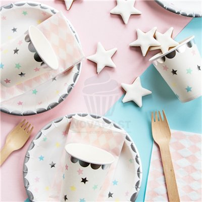 PARTYDECO SET DE 5 VASOS UNICORNIO Y ESTRELLAS