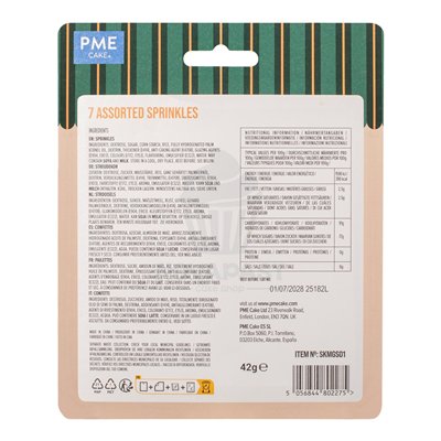 PME SET 7 SOBRES SPRINKLES ORO/PLATA 180GR