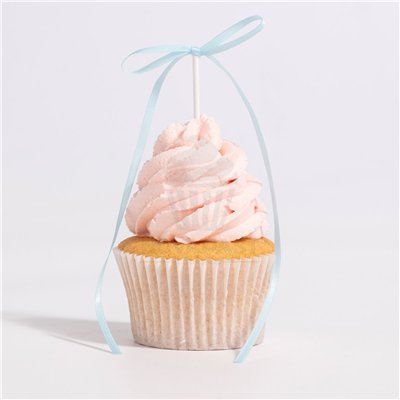 PME SET 8 TOPPERS CON LAZO PARA TARTAS AZUL BEBE