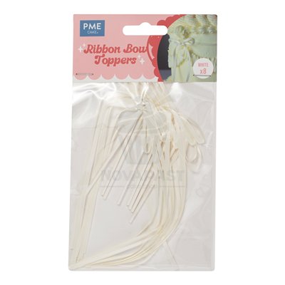 PME SET 8 TOPPERS CON LAZO PARA TARTAS BLANCO