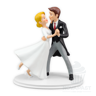 PAREJA DE NOVIOS RUBIA BAILANDO DE RESINA 18CM