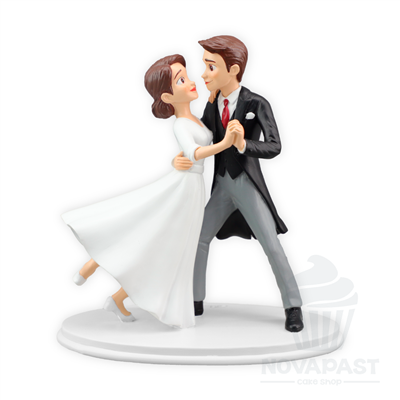 PAREJA DE NOVIOS BAILANDO DE RESINA 18CM