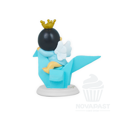 FIGURA BEBE BAUTIZO SOBRE PALOMA AZUL H13 CM
