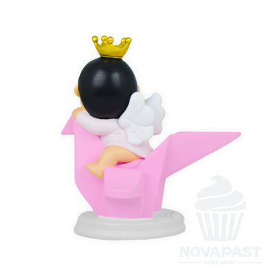 FIGURA BEBE BAUTIZO SOBRE PALOMA ROSA H13 CM
