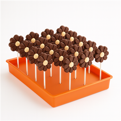 EXPOSITOR 35 CONOS/24 PIRULETAS NARANJA 24X36 CM