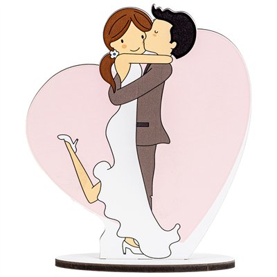 Wooden Couple Silhouette, 18cm Tall
