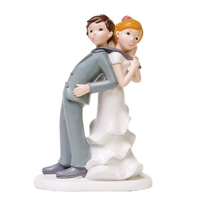 "17cm Polyresin Bride & Groom Throwing Tie"