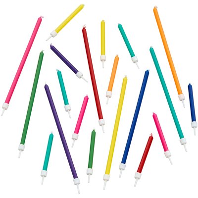 WILTON 20 Long & Standard Candles, 15cm & 5.5cm, Colorful