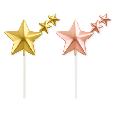 "50 Pink & Gold Star Toppers for Cakes & Desserts"