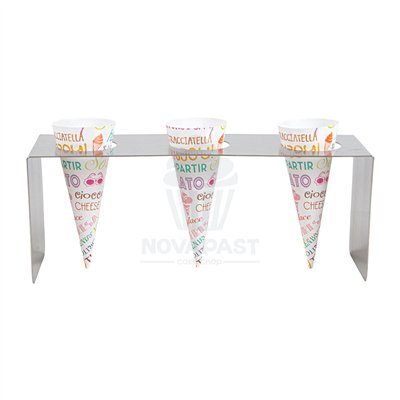 Stainless Steel 3-Cone Display Ø4 CM 22x7x8.5 CM
