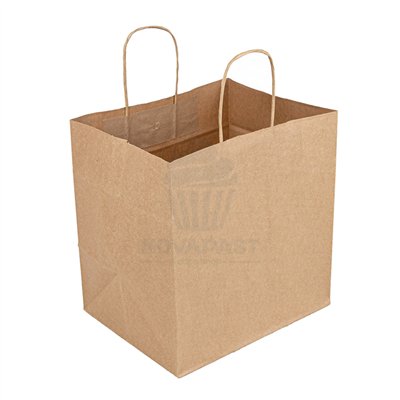 250 Kraft Paper Bags with Handles 22x22+15cm