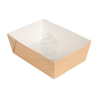 "Set of 50 Kraft Paper Trays 11x15x5 cm"