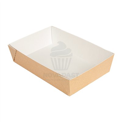 Set of 50 Kraft Paper Trays 22x15x5 cm