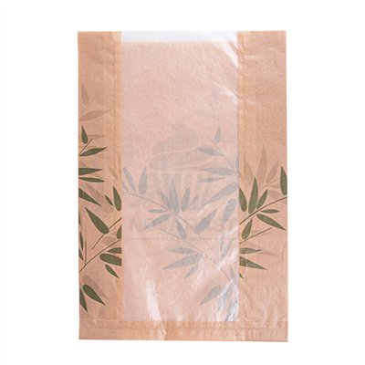 Pack of 125 Kraft Paper Bags w/ Window 38x26+10cm