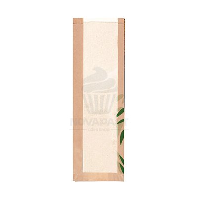 "PACK 250 KRAFT PAPER BAGS W/ WINDOW 60X14+4CM"