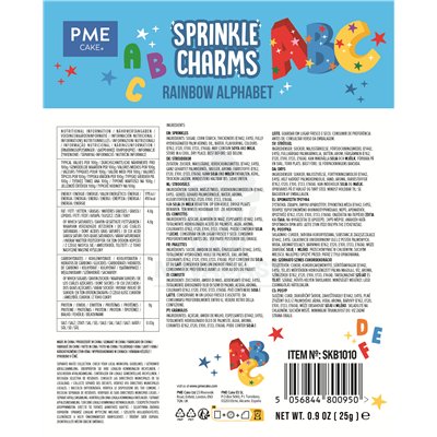 PME BLISTER SPRINKLES ALFABETO ARCOIRIS 25GR.