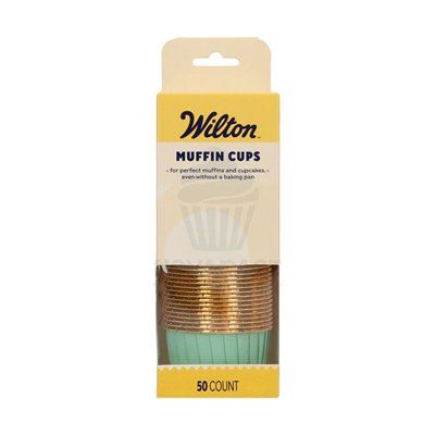 WILTON SET 50 CAPSULAS MUFFIN CUP AQUA 
