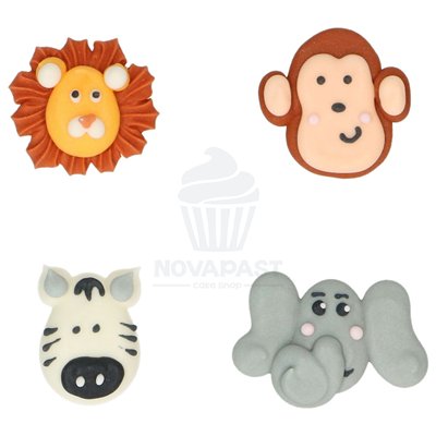 WILTON SET 8 DECORACIONES AZUCAR ANIMALES SAFARI