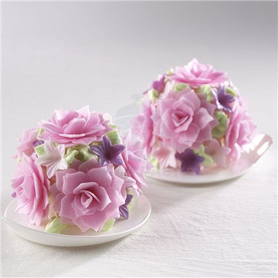 MODECOR SET DE 15 FLORES ROSAS OBLEA 4CM DECORAT.