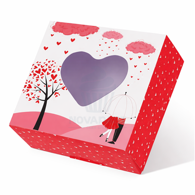 BOÎTES POUR GÂTEAU "AMORE" AVEC FENÊTRE 20X20X8 CM (PIÈCE)