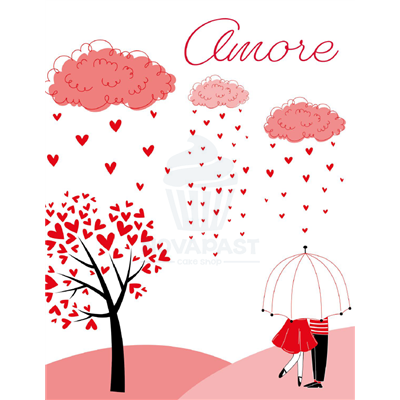 "AMORE" CAKE BOX W/WINDOW 25X25X8 CM (UNIT)