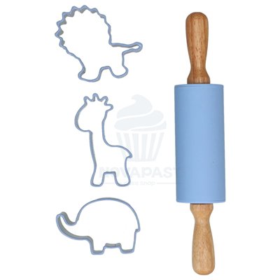 CONJUNTO WILTON 3 CORTADORES ANIMAIS + ROLO