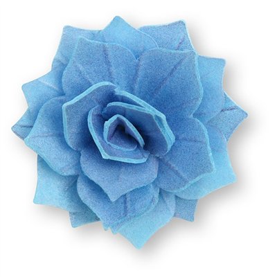 MODECOR CAJA DE 15 ROSAS DE OBLEA AZUL 4CM 