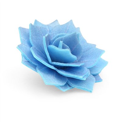 MODECOR CAJA DE 15 ROSAS DE OBLEA AZUL 4CM 