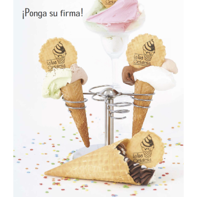 Barquillos para helados con logotipo personalizado 6cm