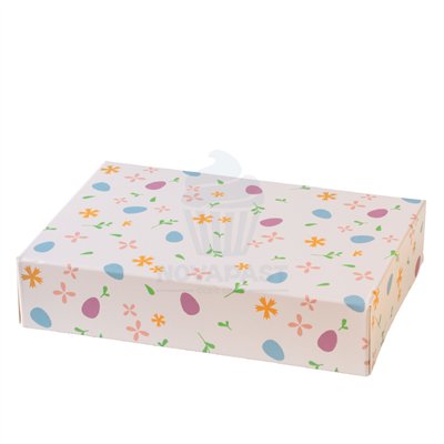 DECORA CAJA PARA DULCES FLORES/HUEVOS 23X16X5H CM