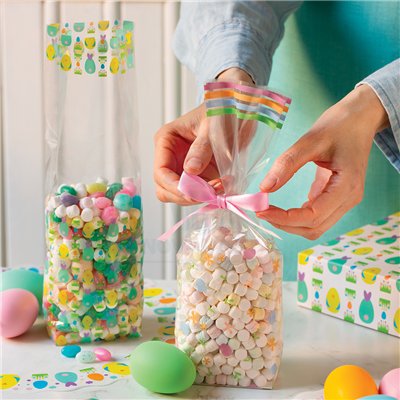 DECORA PAQ. 100 BOLSAS CELOFAN FLORES 28X8+5CM 