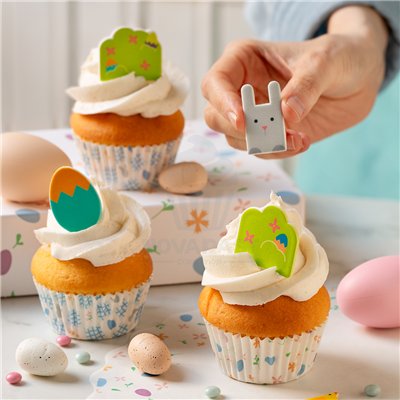 DECORA SET 10 BLONDAS PAPEL 30CM FLORES/HUEVOS