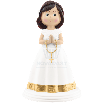 FIGURA NIÑA PRIMERA COMUNION RESINA ROSARIO 14CM