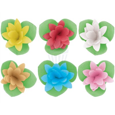 CAJA 200 FLORES OBLEA NENUFARES SURTIDOS 33MM