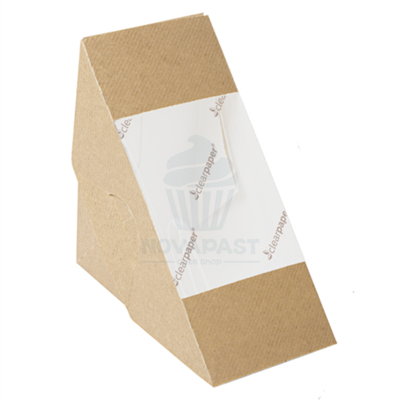 PAQ. 50 CAJAS SANDWICH TAKE AWAY KRAFT 12,4X12X8CM