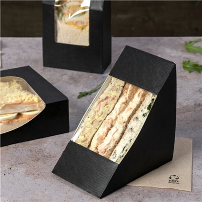 PAQ. 50 CAJAS SANDWICH TAKE AWAY NEGRAS 18X11X8CM