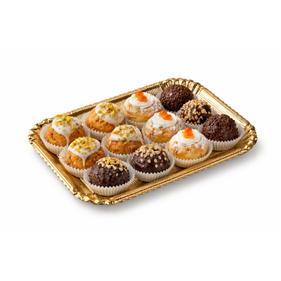 BANDEJA CARTON EXTRA "PEPITA" ORO 24X16CM Nº 3